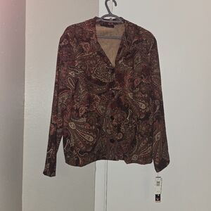 NWT Briggs New York 2X Blazer Paisley Stretch Jacket Washable Size